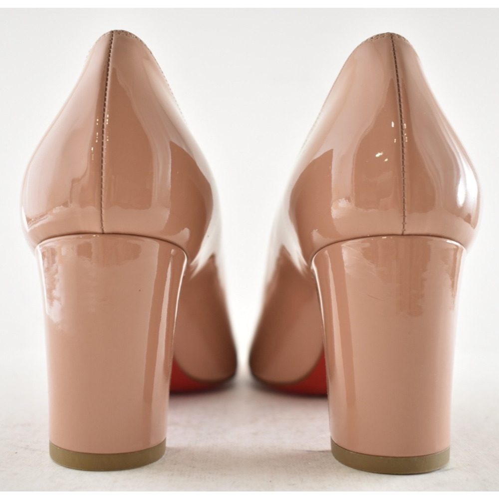Christian Louboutin Cadrilla 70 Nude Blush Patent Leather Block Heel Pump 40 - Picture 14 of 15